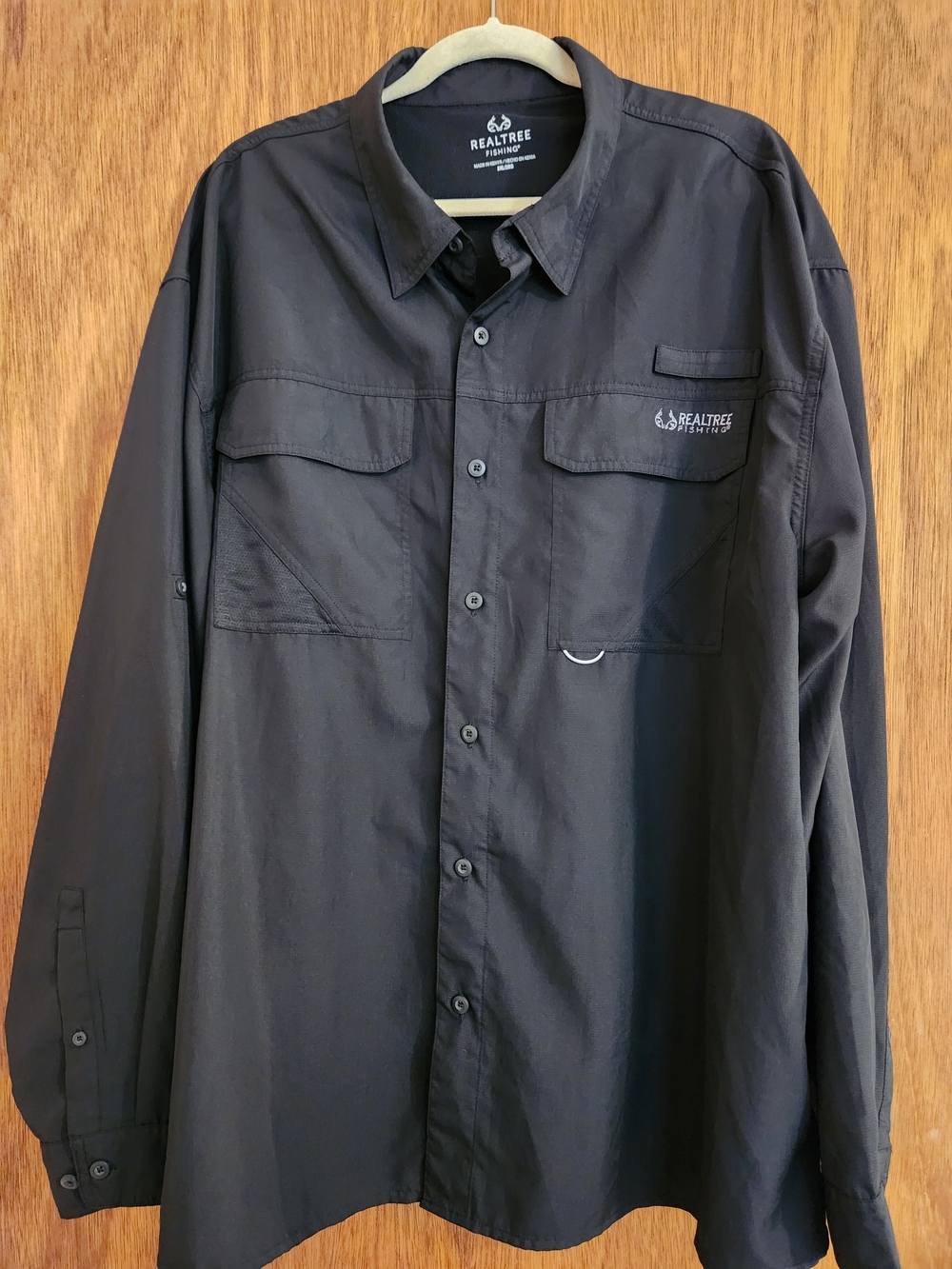 Realtree Black Lightweight Button-Front Fishing Shirt Size 2xl